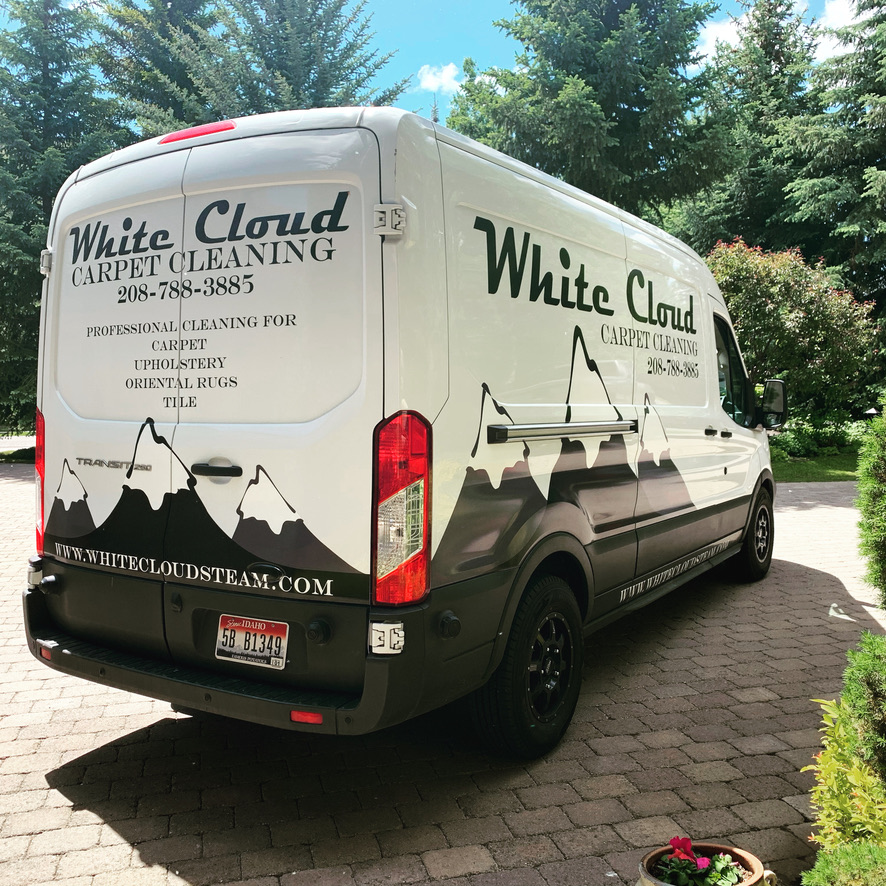 The White Cloud Carpet Cleaning van, serving Sun Valley, Ketchum, Hailey and Bellevue